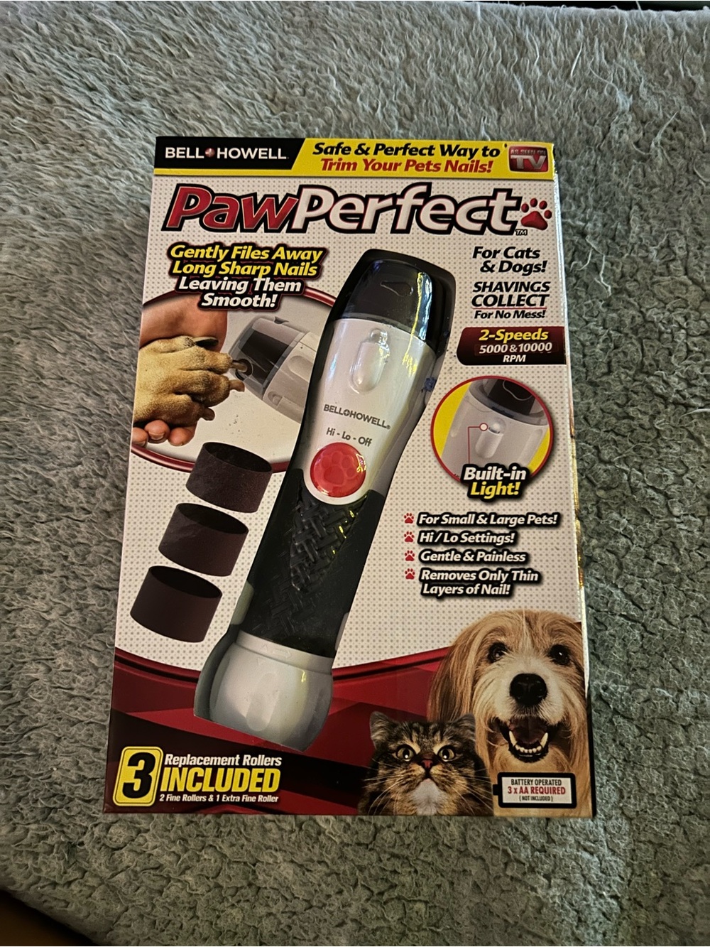 Bell + Howell PawPerfect pet nail trimmer features two speeds.
